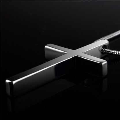 Rockyu ネックレス メンズ タングステン シルバー 十字架ペンダント 鏡面加工