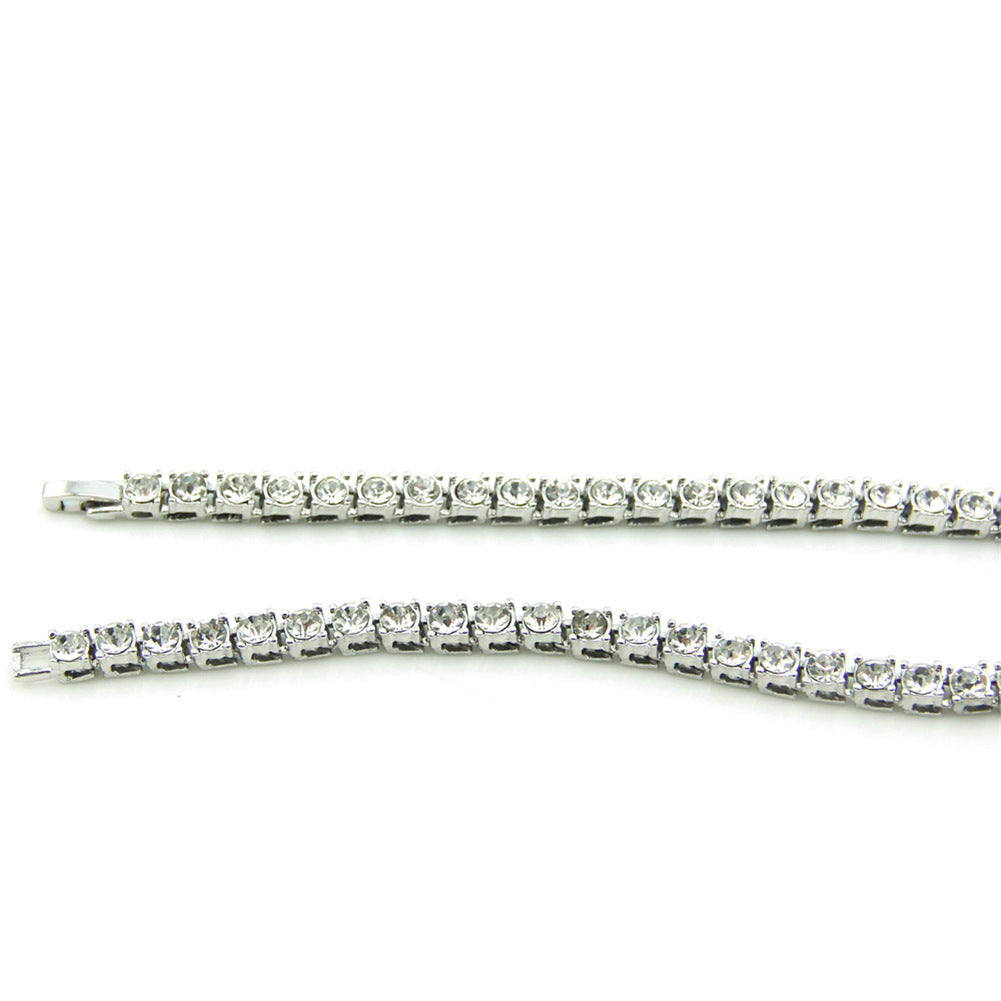 Rockyu テニスチェーンネックレス｜6mm幅 CZダイヤ 豪華ラインストーンチェーン