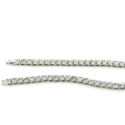 Rockyu テニスチェーンネックレス｜6mm幅 CZダイヤ 豪華ラインストーンチェーン