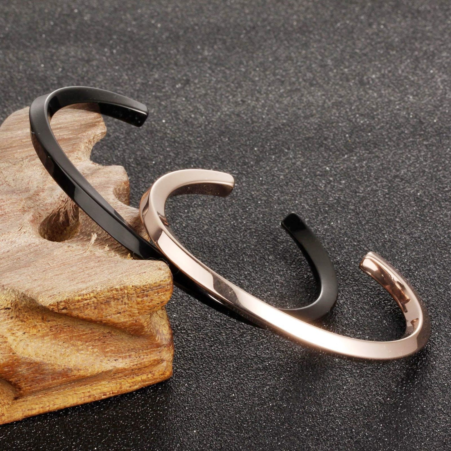 ペアバングル レディース メンズ ブラック チタンブレスレット シンプル アンティーク風 ファッションアクセサリー