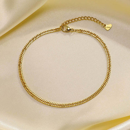 Rockyu アンクレット レディース ゴールド ステンレス 喜平チェーン ハートチャーム付き 金属アレルギー対応