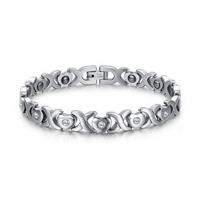 Rockyu ブレスレット レディース 磁気 ゲルマニウム ステンレス シルバーチェーン おしゃれ