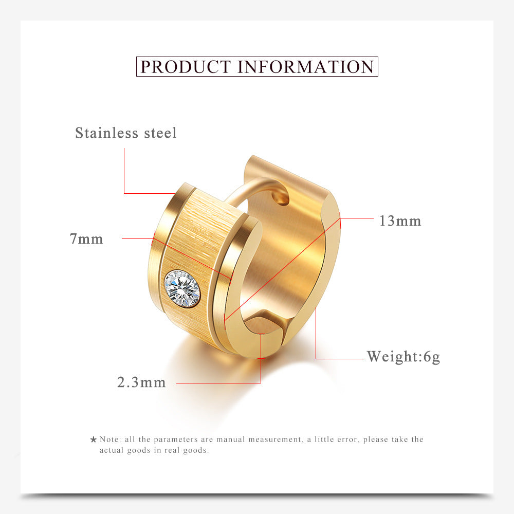 Rockyu フープピアス ステンレス ジルコニア 太めデザイン 男女兼用 ゴールド＆シルバー