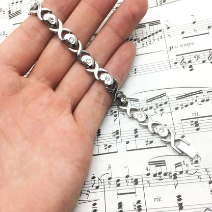 Rockyu ブレスレット レディース 磁気 ゲルマニウム ステンレス シルバーチェーン おしゃれ