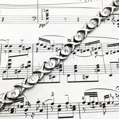 Rockyu ブレスレット レディース 磁気 ゲルマニウム ステンレス シルバーチェーン おしゃれ