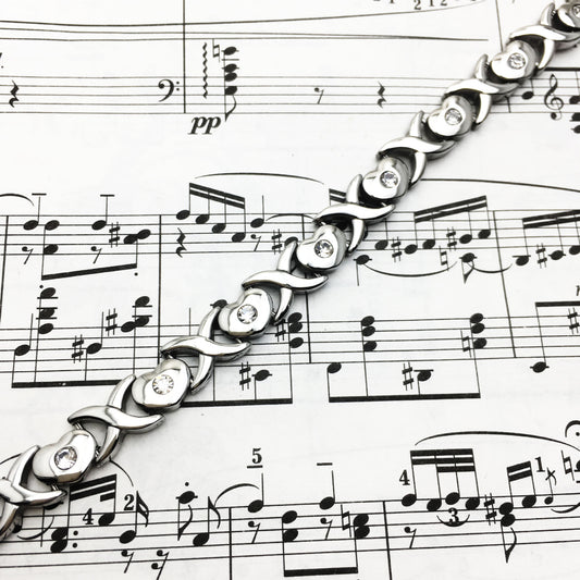 Rockyu ブレスレット レディース 磁気 ゲルマニウム ステンレス シルバーチェーン おしゃれ