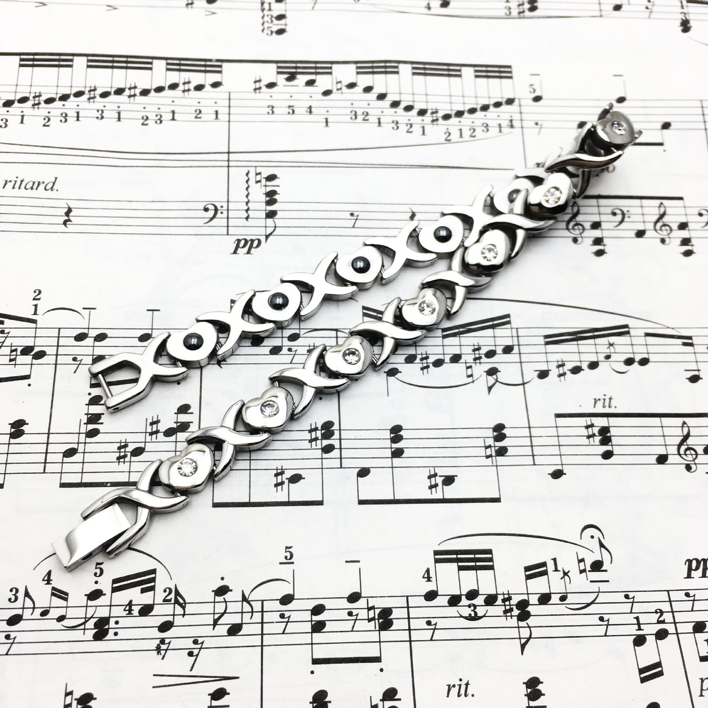 Rockyu ブレスレット レディース 磁気 ゲルマニウム ステンレス シルバーチェーン おしゃれ