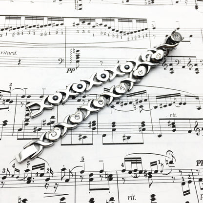 Rockyu ブレスレット レディース 磁気 ゲルマニウム ステンレス シルバーチェーン おしゃれ