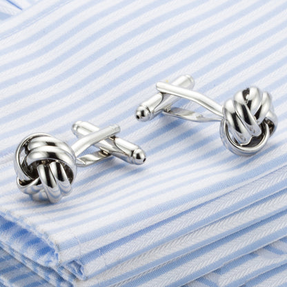 Rockyu メンズカフス 結び目ノットデザイン ステンレス製 丸型 ブラック シルバー ゴールド