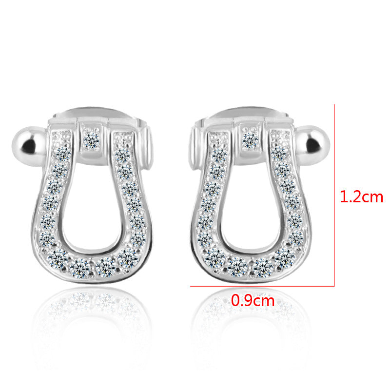 Rockyu シルバー925＆ピンクゴールド 馬蹄U型ジルコニアピアス レディース 金属アレルギー対応