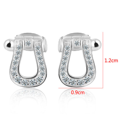Rockyu シルバー925＆ピンクゴールド 馬蹄U型ジルコニアピアス レディース 金属アレルギー対応