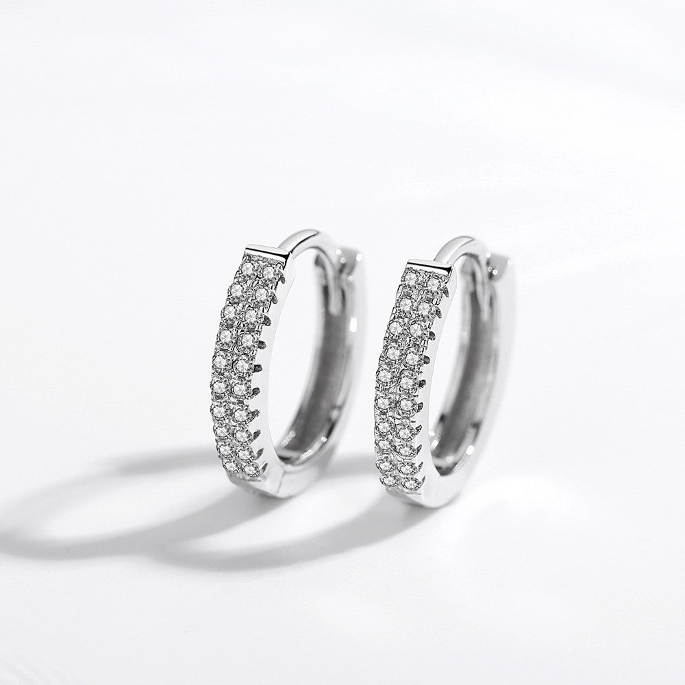 Rockyu ピアス レディース フープ シルバー925 ジルコニア 二連ダイヤ風 リングピアス アレルギー対応