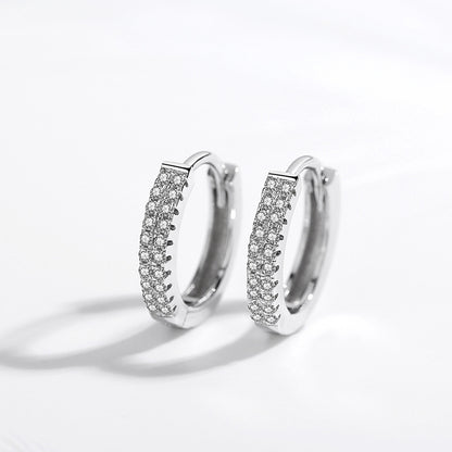 Rockyu ピアス レディース フープ シルバー925 ジルコニア 二連ダイヤ風 リングピアス アレルギー対応