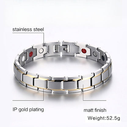 Rockyu 磁気ゲルマニウムブレスレット メンズ レディース ステンレス チェーンバングル 静電気対策 血行サポートデザイン