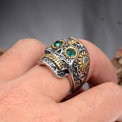 Rockyu 十字架スカルリング メンズ｜ヴィンテージパンク風 ステンレス製リング  製品タグ