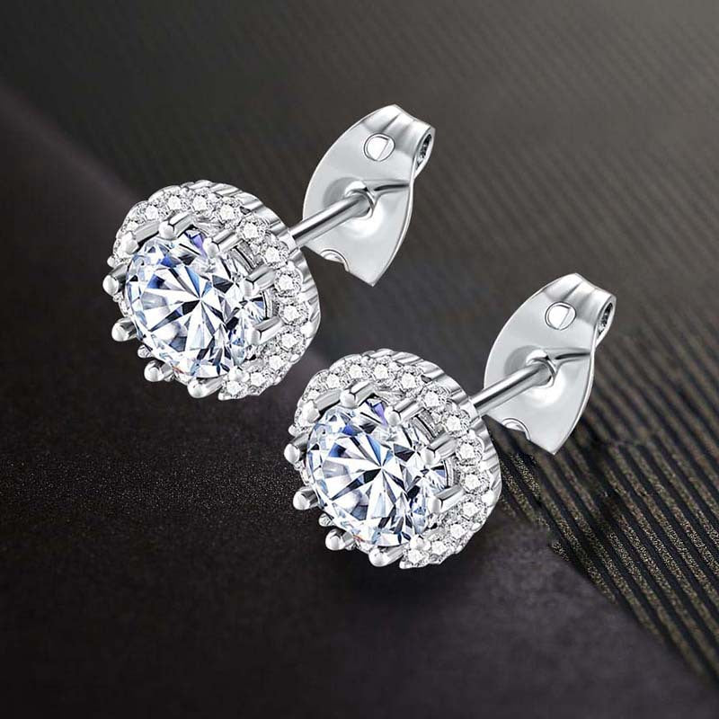 Rockyu ピアス レディース スタッド 一粒ジルコニア 丸型 シルバー キャッチ付き