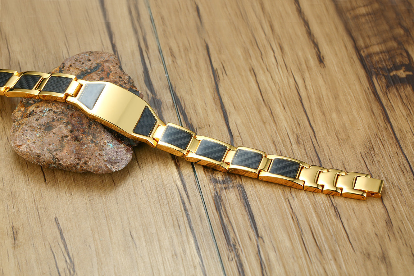 Rockyu メンズ 磁気ブレスレット フリーメーソン チタン ゲルマニウム内蔵 高級感ブレス