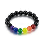 Rockyu ブレスレット メンズ ステンレス マルチカラー 虹ビーズ 金属アレルギー対応 数珠スタイル