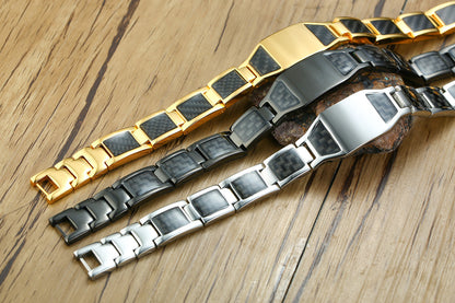 Rockyu メンズ 磁気ブレスレット フリーメーソン チタン ゲルマニウム内蔵 高級感ブレス