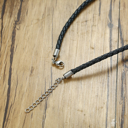 Rockyu ネックレス メンズ タングステンビーズ PUレザーチョーカー 宗教モチーフ