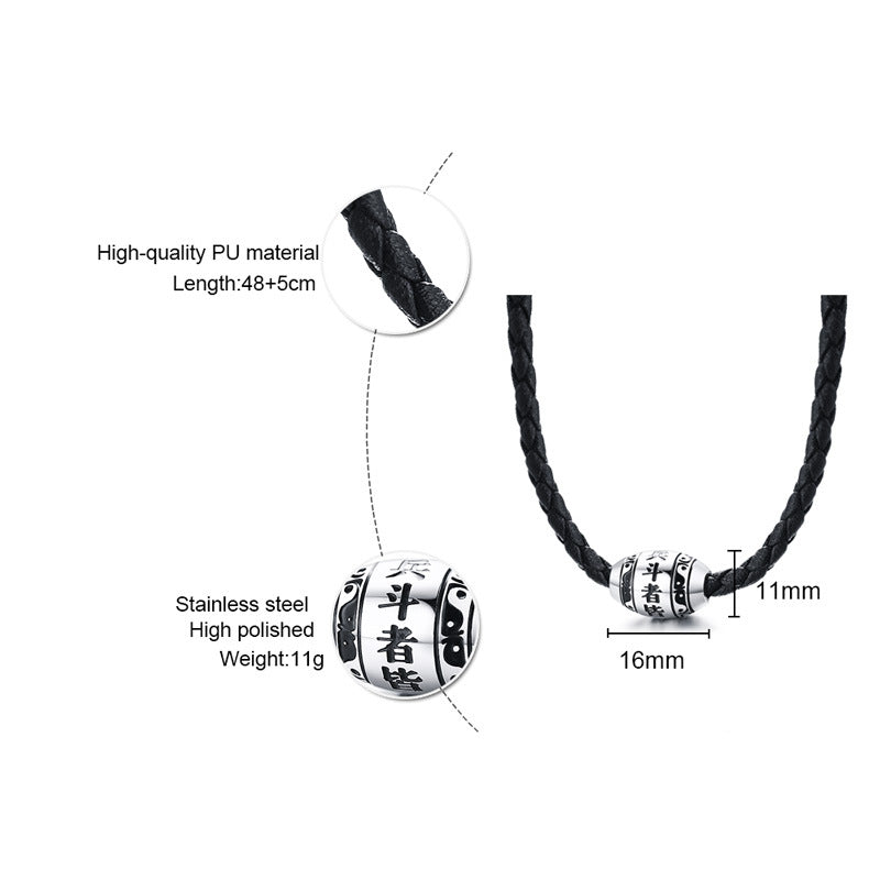Rockyu ネックレス メンズ タングステンビーズ PUレザーチョーカー 宗教モチーフ