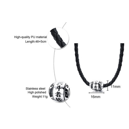 Rockyu ネックレス メンズ タングステンビーズ PUレザーチョーカー 宗教モチーフ