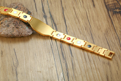 Rockyu メンズ 磁気ブレスレット フリーメーソン チタン ゲルマニウム内蔵 高級感ブレス