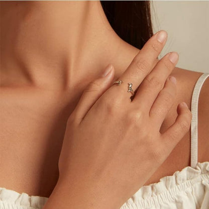 Rockyu ダックスフンドリング シルバー925 フリーサイズ 可愛い犬モチーフ