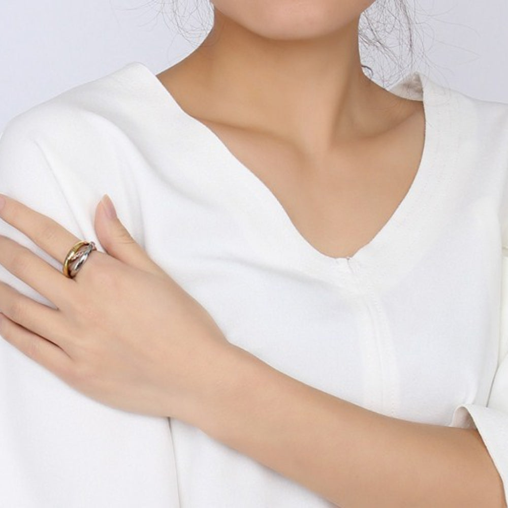 Rockyu トリニティリング 指輪 レディース メンズ 2連/3連/4連 ステンレススチール 幅2mm/3mm 金属アレルギー対応