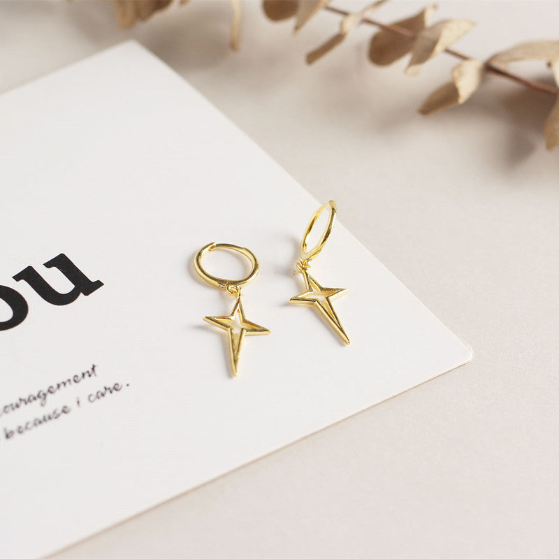 Rockyu 星型＆スタッズフープピアス レディース｜シルバー925・3色展開・金属アレルギー対応