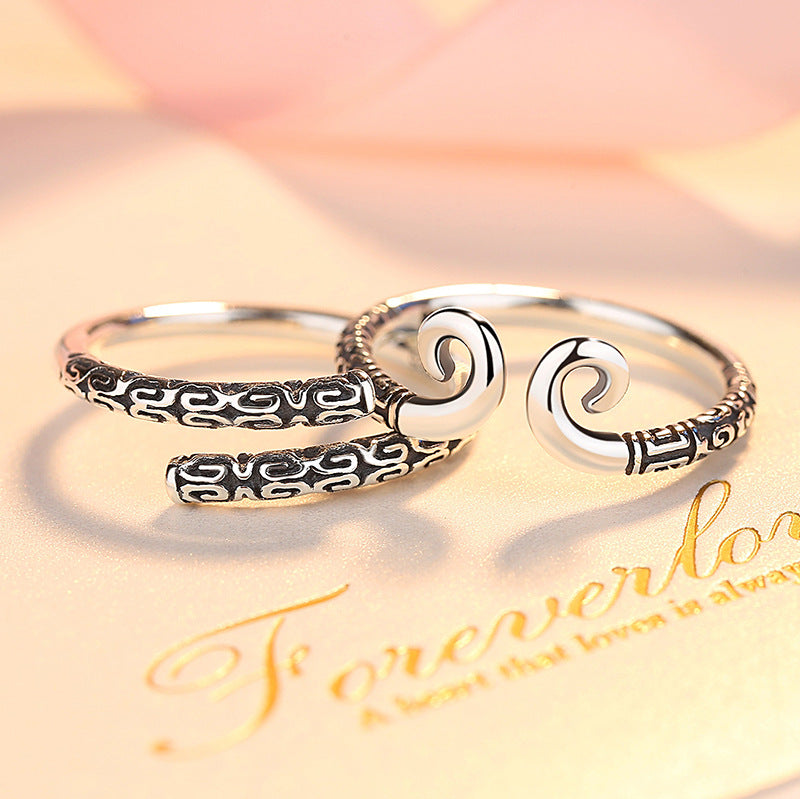 Rockyu 孫悟空モチーフ ペアリング2個セット シルバー925 フリーサイズ 中華風指輪