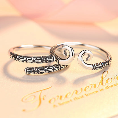 Rockyu 孫悟空モチーフ ペアリング2個セット シルバー925 フリーサイズ 中華風指輪