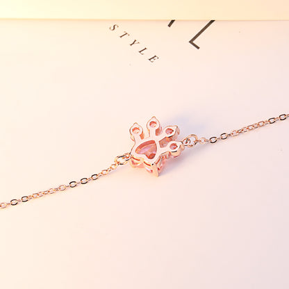 Rockyu シルバー925 天然クリスタル パウモチーフブレスレット レディース