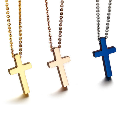 Rockyu クロスネックレス メンズ ステンレス製 十字架ペンダント チェーン付き 4色展開