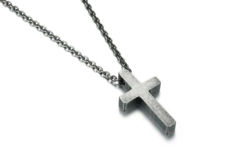 Rockyu クロスネックレス メンズ ステンレス製 十字架ペンダント チェーン付き 4色展開