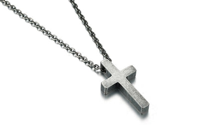 Rockyu クロスネックレス メンズ ステンレス製 十字架ペンダント チェーン付き 4色展開