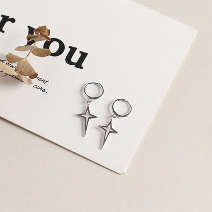 Rockyu 星型＆スタッズフープピアス レディース｜シルバー925・3色展開・金属アレルギー対応