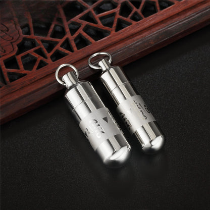 Rockyu 六字真言 カプセル型ペンダント チタン製 ステンレス 遺骨収納可能 ネックレス