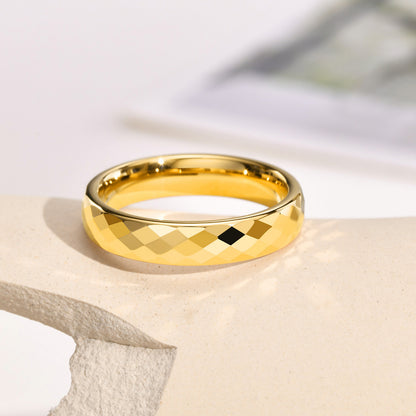 Rockyu タングステン リング メンズ 多面カット ゴールド シルバー ピンクゴールド おしゃれ 指輪