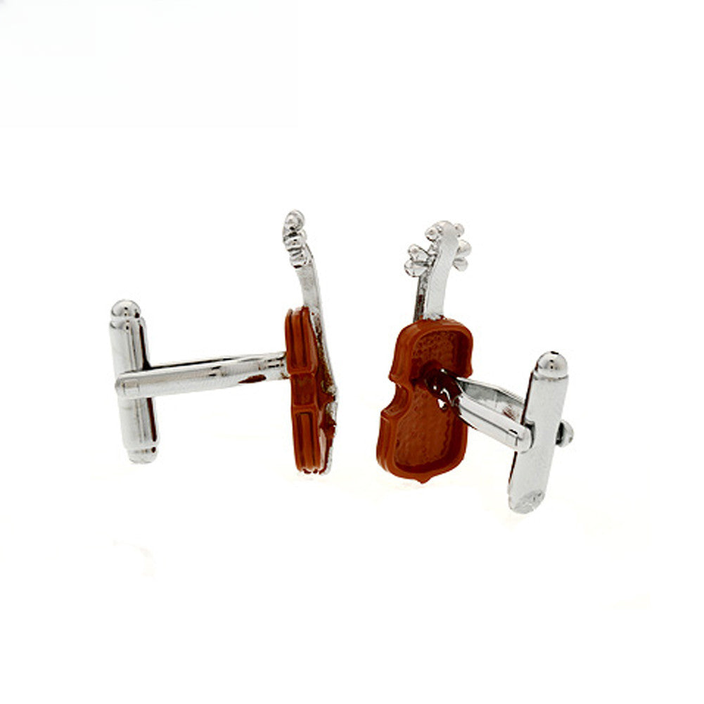 Rockyu メンズカフス バイオリンモチーフ ユニークデザイン 楽器好きにおすすめ