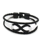 Rockyu メンズレザー ブレスレット 無限大モチーフ ステンレス留め具 本革編み込みデザイン カジュアルアクセサリー