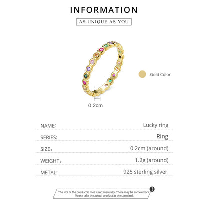 Rockyu レディース シルバー925 カラーCZダイヤリング 細身 ピンキーリング 2色展開