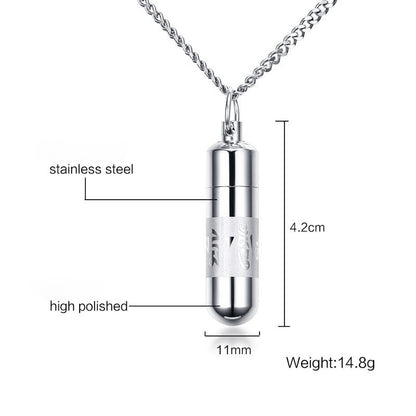 Rockyu 六字真言 カプセル型ペンダント チタン製 ステンレス 遺骨収納可能 ネックレス