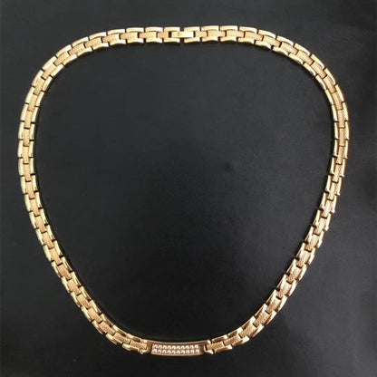 Rockyu ジュエリー 磁気ブレスレット ゴールド ステンレス レディース メンズ ジルコニア おしゃれ プレート