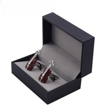 Rockyu メンズカフス バイオリンモチーフ ユニークデザイン 楽器好きにおすすめ