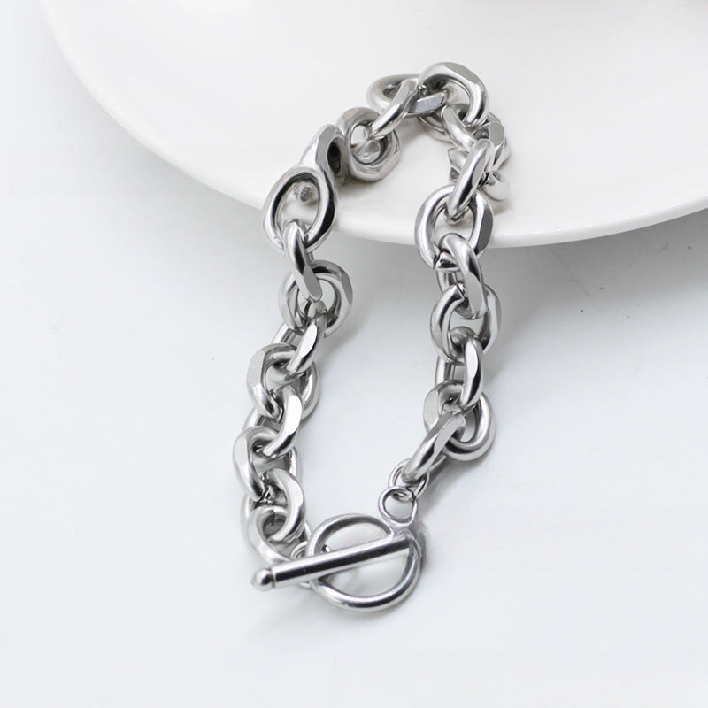 Rockyu チェーンブレスレット メンズ シルバー OTマンテル留め具 ステンレス製 男女兼用