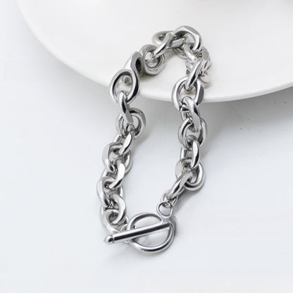 Rockyu チェーンブレスレット メンズ シルバー OTマンテル留め具 ステンレス製 男女兼用