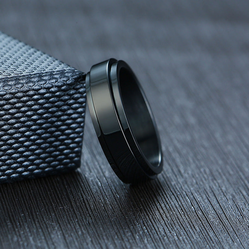 スピナー チタンリング メンズ スタイリッシュ IPメッキ 6mm 幅広デザイン