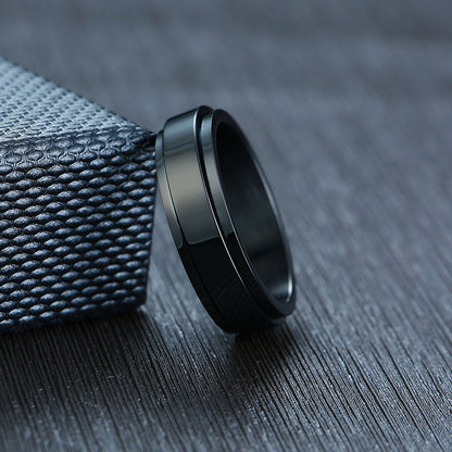 スピナー チタンリング メンズ スタイリッシュ IPメッキ 6mm 幅広デザイン