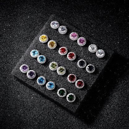 Rockyu ピアス レディース スタッド 一粒ジルコニア 丸型 シルバー キャッチ付き